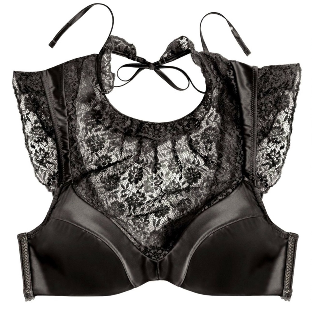 NWT! VS  Black Satin and lace bralette